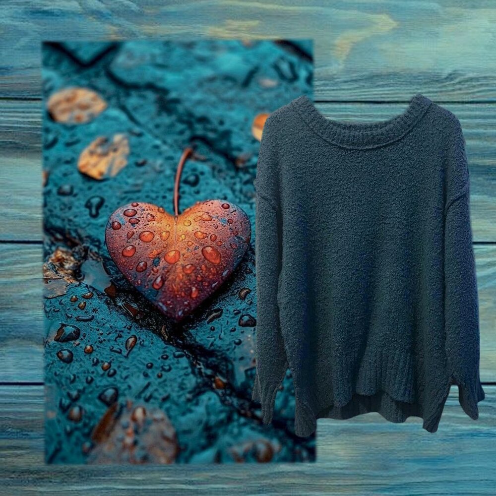 Cute BECOOL Turquoise (Blue/Green)Sweater with Fun Seam Detail on Back & Sleeves